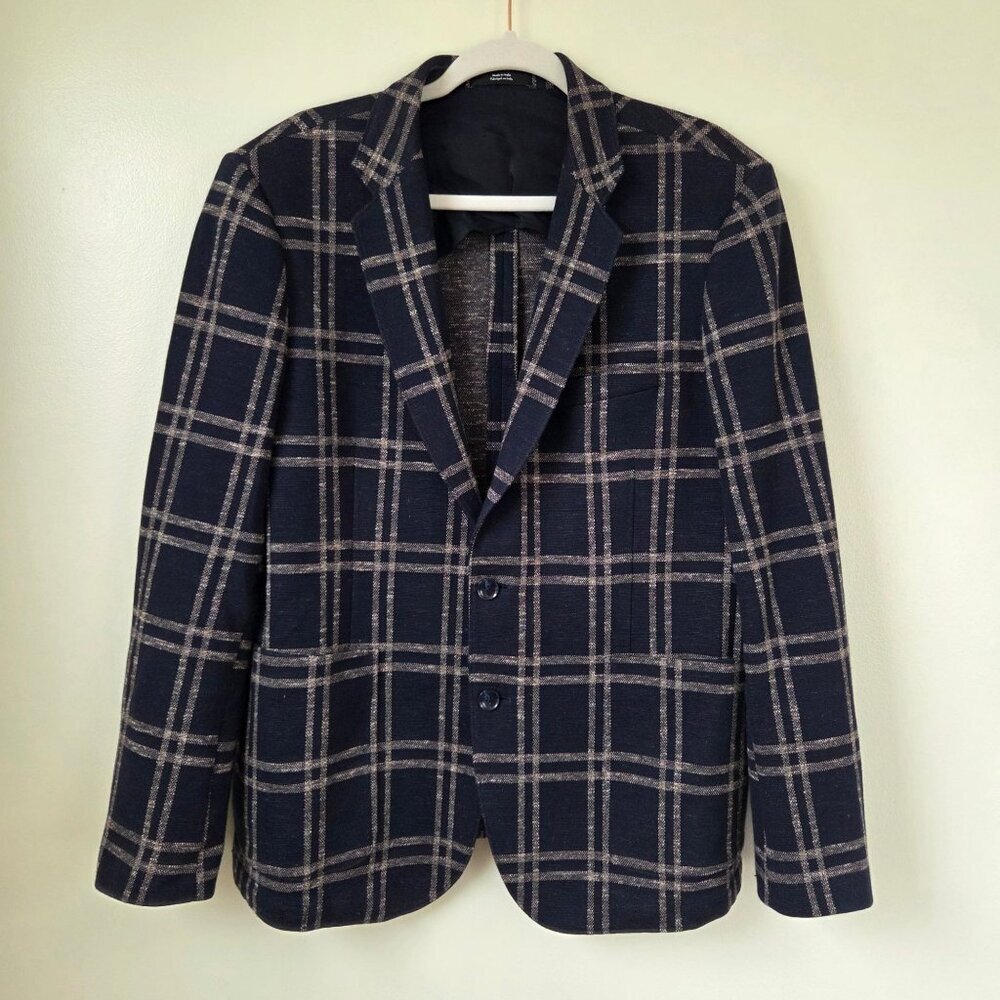 Nordstrom Men's 2-Button Cotton Blend Plaid Blazer Large